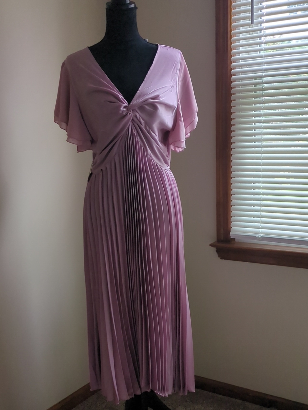 Petal & Pup Dusty Rose Pleated Midi Dress